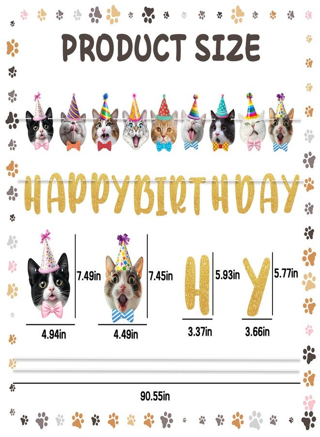 WEEPA Cat Birthday Decorations Cat Themed Party Decorations Cats Happy Birthday Banner Glittering Banner - Image 5