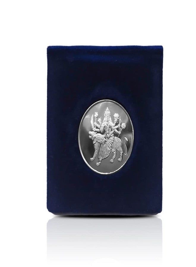NINE10 German Silver Coins 10 Grams Silver Plated of Sherawali MATA for Diwali Gift Items for Men, Women, Staff, Customer, Clients, Corporate with Velvet Gift Box (Pack of 8) - Image 2
