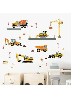decalmile decalmile Wall Stickers Construction Vehicles Wall Sticker Car Tractor Excavator Trucks Wall Decoration Baby Boys Nursery Kids Playroom  - Image 2