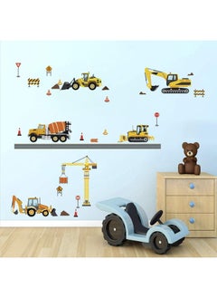 decalmile decalmile Wall Stickers Construction Vehicles Wall Sticker Car Tractor Excavator Trucks Wall Decoration Baby Boys Nursery Kids Playroom  - Image 3