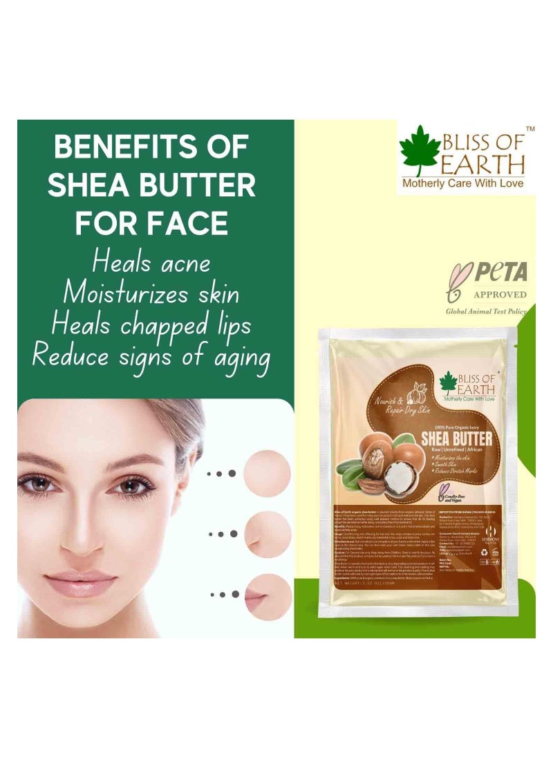 BLISS OF EARTH Pure Organic Ivory Shea Butter Refill Pack 100gm Raw Shea Butter For Stretch Marks Unrefined African Great For Face Skin Body Lips DIY products Pack of 2  - Image 3
