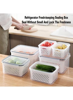 YOUGE 3 Pack Fruit Storage Containers, Fresh-keeping Boxes with Drain Baskets, Fridge Fruit Organizer Bins for Salad and Vegetables  - Image 2