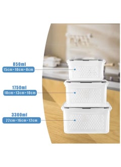 YOUGE 3 Pack Fruit Storage Containers, Fresh-keeping Boxes with Drain Baskets, Fridge Fruit Organizer Bins for Salad and Vegetables  - Image 3