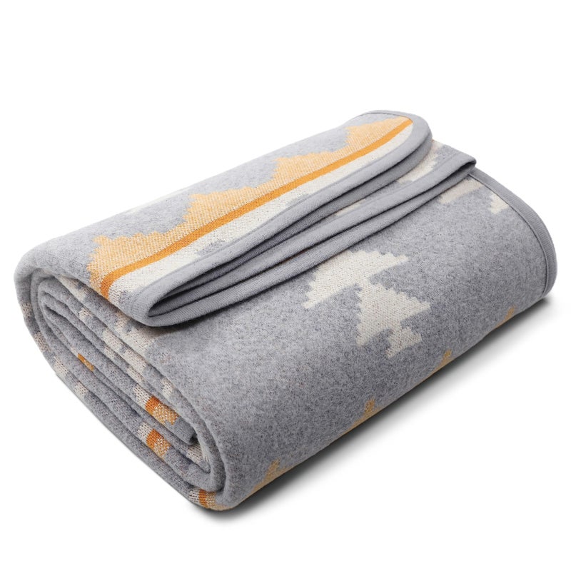 ACUSHLA Merino Wool Blend Blanket Soft Warm Thick Washable Bed Couch Outdoor Camp Travel Car Blanket Throw All Weather Morocco Grey 63 x 51