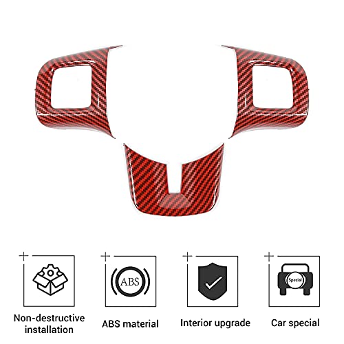 Linskip Steering Wheel Trim Compatible with Dodge Journey 2013-2022 & Charger/Challenger/Durango/Dart 2009-2014, Steering Wheel Cover for Journey Interior Accessories 3Pcs(Red Carbon Fiber) - Image 2
