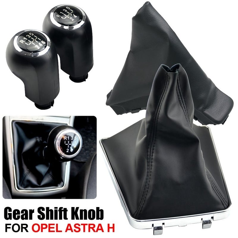 Black Ergonomic Gear Shift Knob And Handbrake Cover For Opel Astra H Durable Car Interior Accessory With Clear R1234 Position Markings Enhanced Grip And Style - Image 2