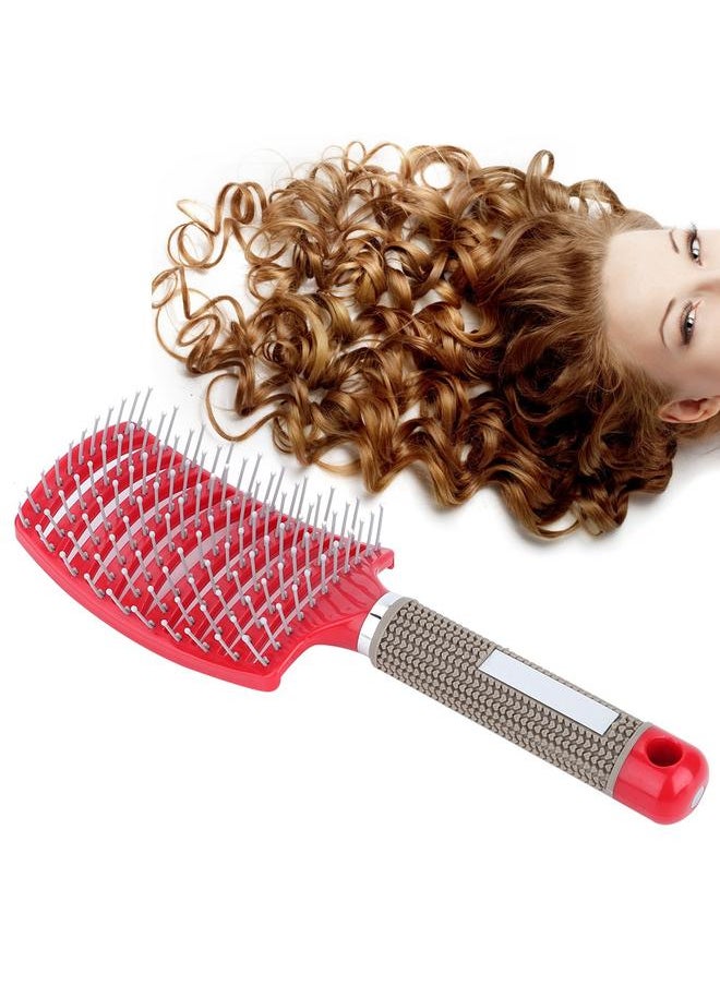 Thoraya Hair Brush Curved Massage Comb Salon Hairdressing Tool Anti skid(Red)  - Image 4