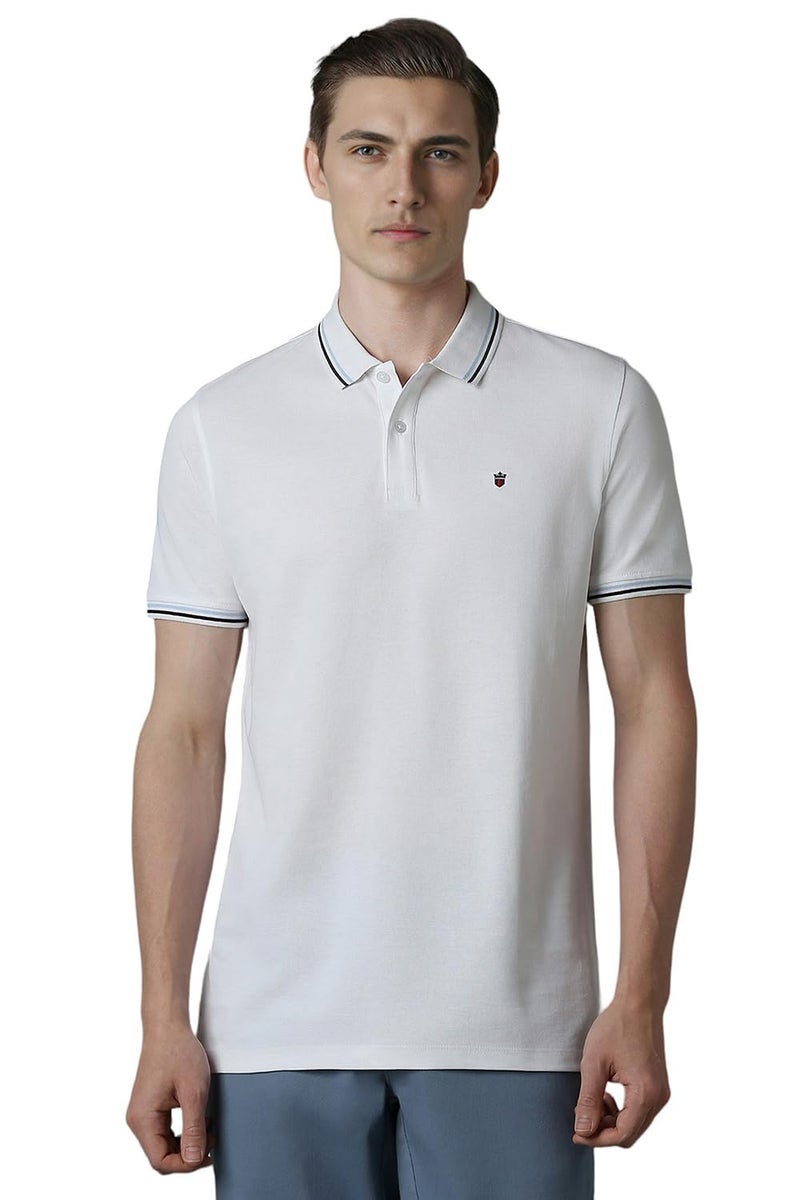 Louis Philippe Men's Cotton Solid Slim Fit T Shirt (Lykpcslph65738_White) - Image 1