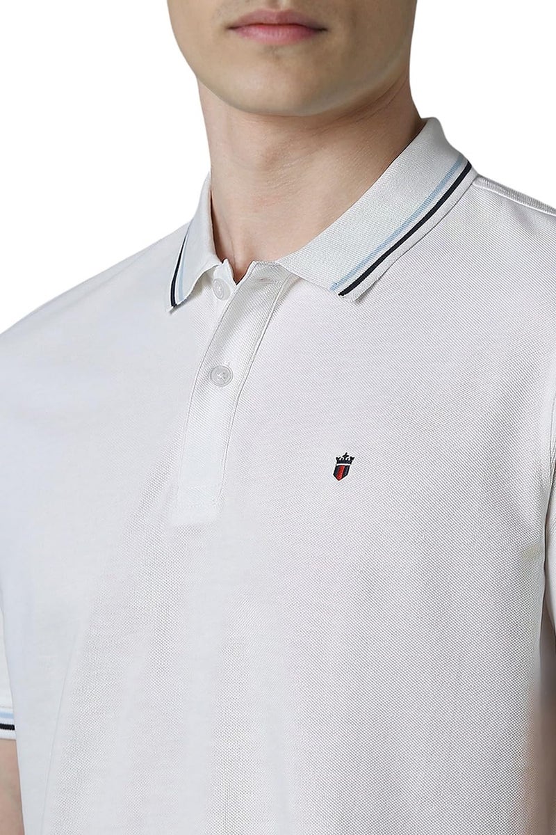 Louis Philippe Men's Cotton Solid Slim Fit T Shirt (Lykpcslph65738_White) - Image 4