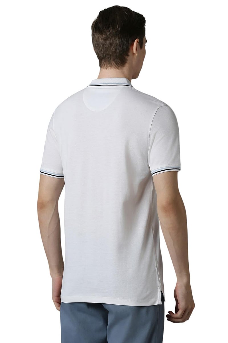Louis Philippe Men's Cotton Solid Slim Fit T Shirt (Lykpcslph65738_White) - Image 3