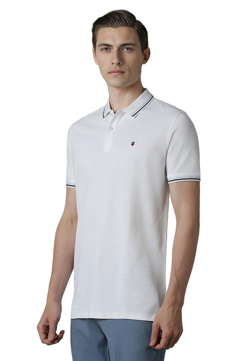Louis Philippe Men's Cotton Solid Slim Fit T Shirt (Lykpcslph65738_White) - Image 2