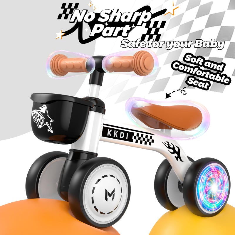 Kkdi Baby Balance Bike Toys for 1 2 Year Old, Colorful Lighting Toddler Bike, Birthday Gifts for 1 2 Year Old Boys Girls, Riding Toys for 10-30 Months, Baby First Bike & Birthday Gifts, 1 Basket, Safe - Image 4
