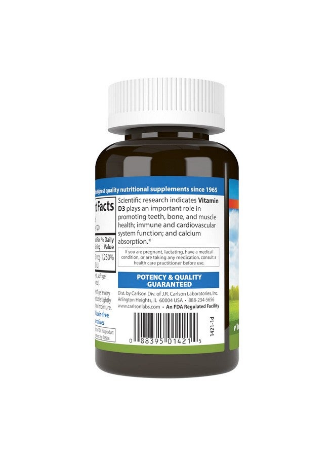 Carlson Vitamin D3 10000 Iu 250 Mcg Vitamin D Supplements Bone  Immune Support Vitamin D3 Softgels Heart Health Gluten Free Vitamin D Capsules 120 Softgels - Image 3