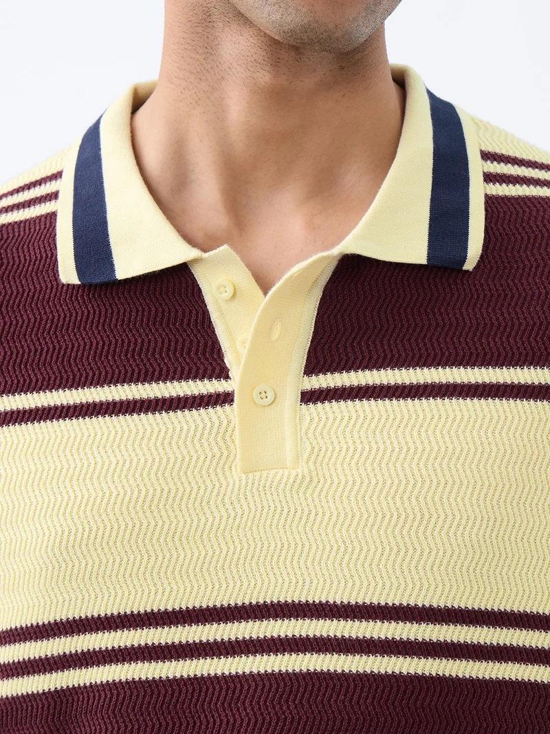 The Souled Store  Jacquard Polo: Red Velvet  | Best Price UAE