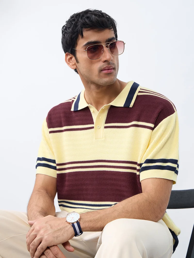 The Souled Store  Jacquard Polo: Red Velvet  | Best Price UAE