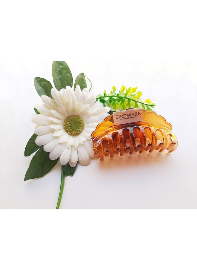BIRDWARE BIRDWARE big size hair clips for women claws for girls Imported Rubber Acrylic Material Stone Butterfly hair clips for women | hair clutchers (Pack of 1) (Orange/Shell.)  - Image 2