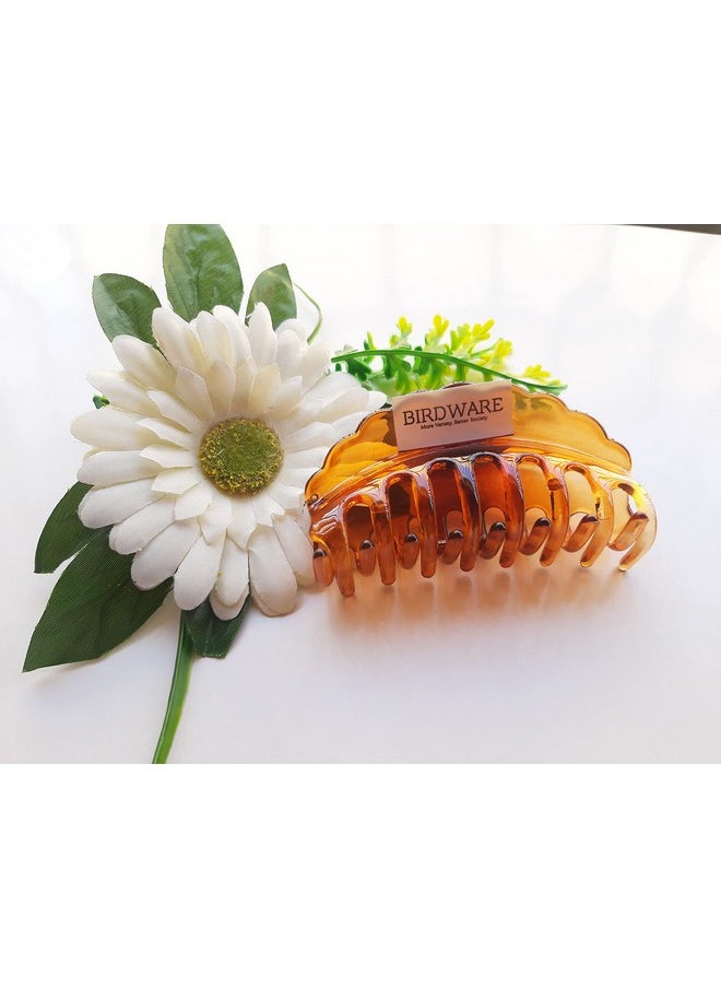 BIRDWARE BIRDWARE big size hair clips for women claws for girls Imported Rubber Acrylic Material Stone Butterfly hair clips for women | hair clutchers (Pack of 1) (Orange/Shell.)  - Image 3