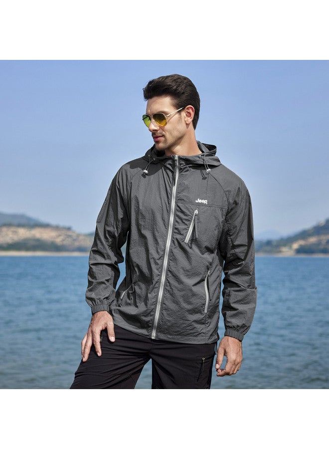 Jeep Upf50+】men's Summer Sun Protection Jacket Outdoor Casual Comfortable Versatile Hooded Cardigan Coat Men - Image 3