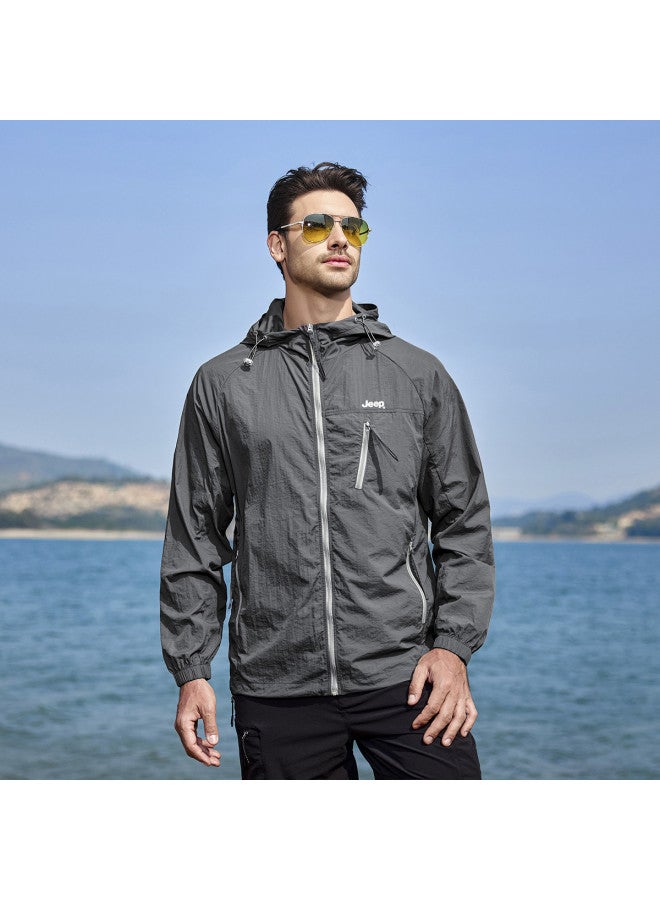 Jeep Upf50+】men's Summer Sun Protection Jacket Outdoor Casual Comfortable Versatile Hooded Cardigan Coat Men - Image 4