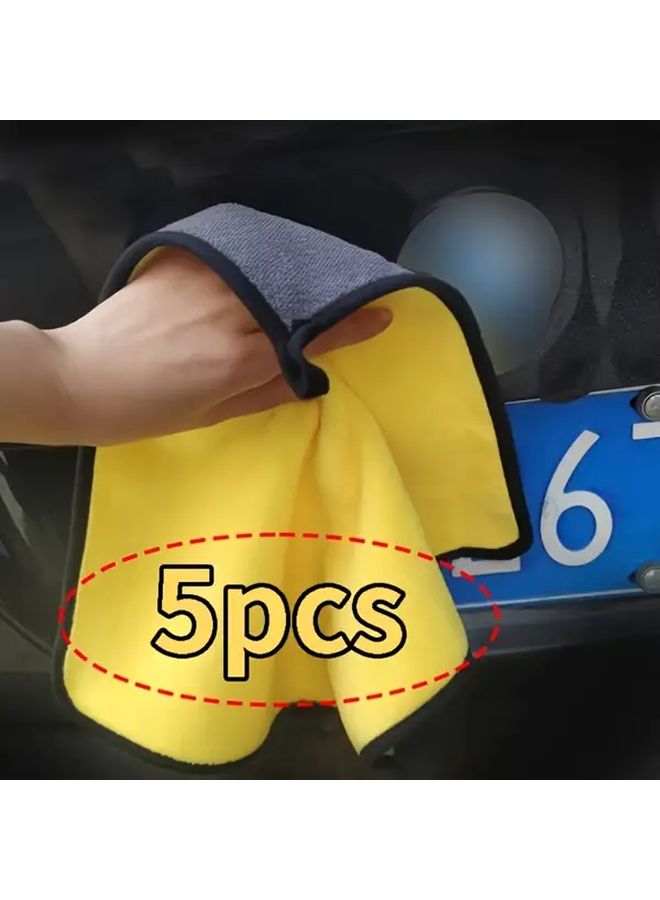 5pcs Microfiber Car Cleaning Towels Lint Free Drying Cloths For Detailing Waxing - Image 2