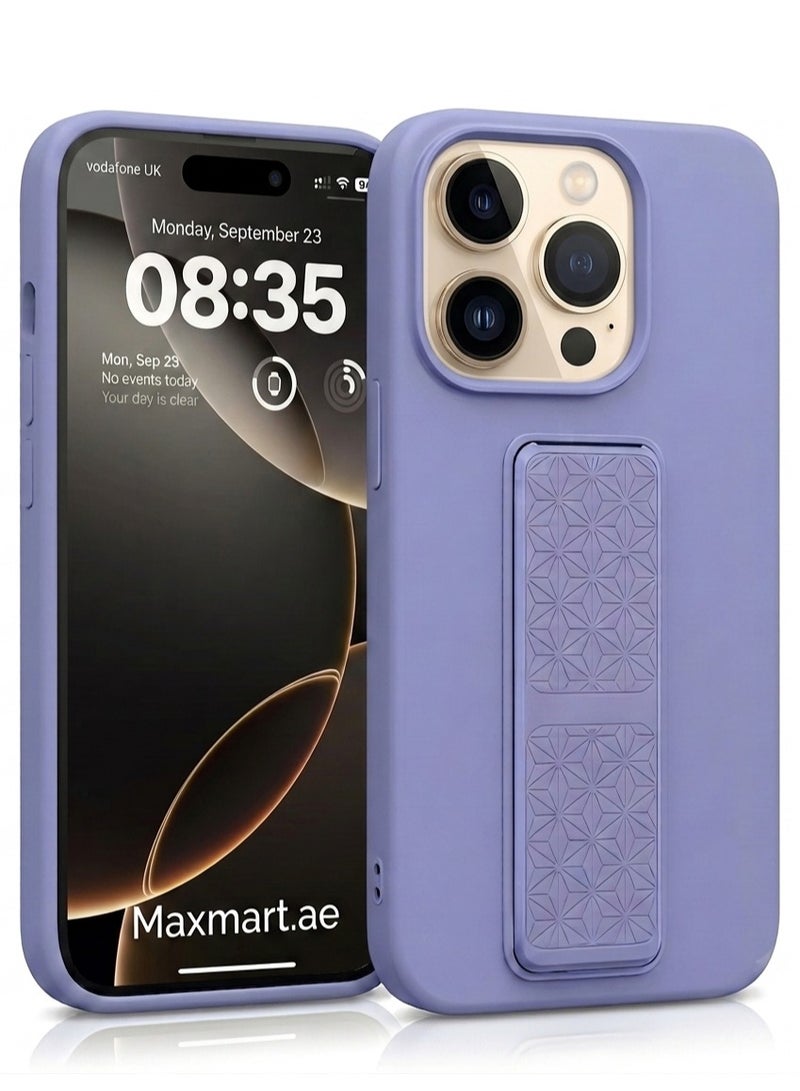 iPhone 16 Pro Silicone Case with Grip Strap & Kickstand Soft Design Cover For iPhone 16 Pro Vertical & Horizontal Stand Full Camera Protection Case For iPhone 16 Pro 6.3-inch - Image 1