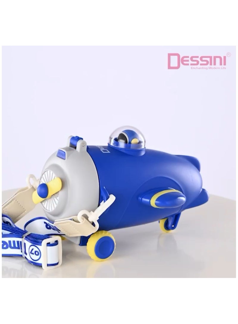 DESSINI زجاجة ماء للأطفال سعة 550 مل، خالية من BPA، مقاومة للتسرب 800 رمادي/أزرق - Image 1