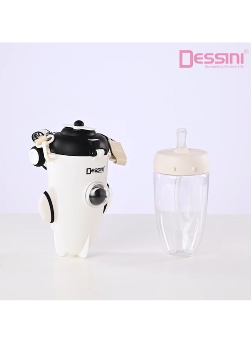 DESSINI زجاجة ماء للأطفال سعة 550 مل، خالية من BPA، مقاومة للتسرب 800 رمادي/أزرق - Image 5