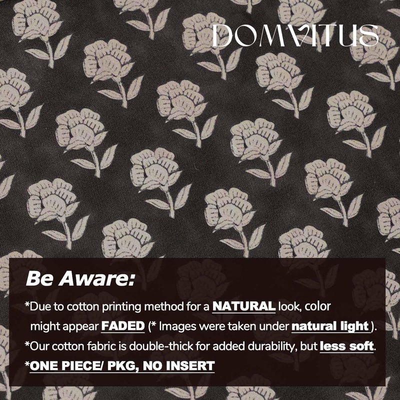 DOMVITUS Floral Pillow Covers 18x18 Throw Pillow Covers Decorative Block Floral Print Vintage Pillow Cover for Living Room Couch Bed, Black, 1PC - Image 3