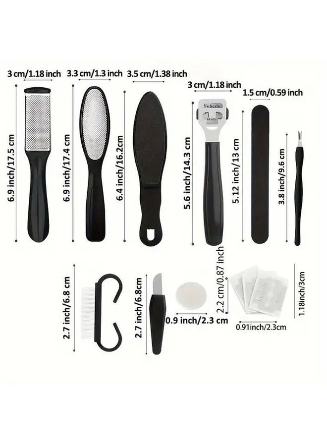 Blue 10pcs Professional Pedicure Kit Foot File Set Exfoliating Dead Skin Remover Men Women - Image 4