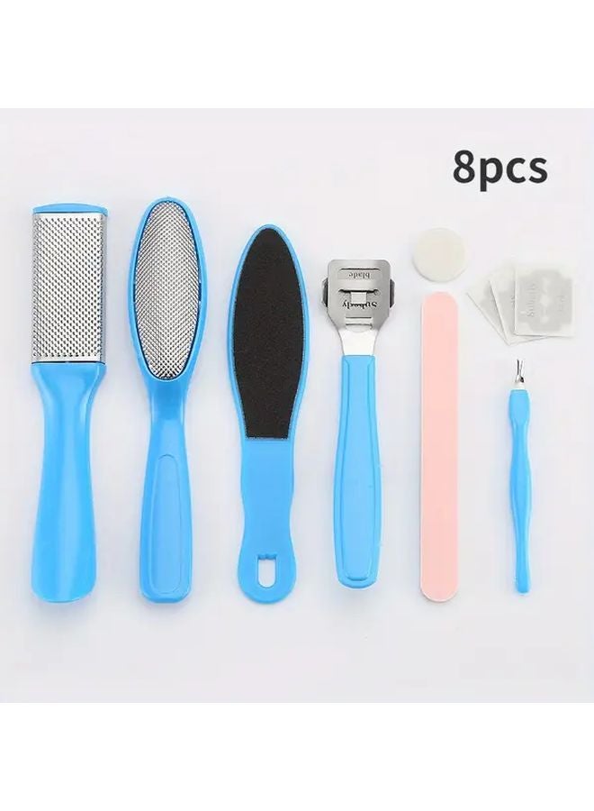 Blue 10pcs Professional Pedicure Kit Foot File Set Exfoliating Dead Skin Remover Men Women - Image 2