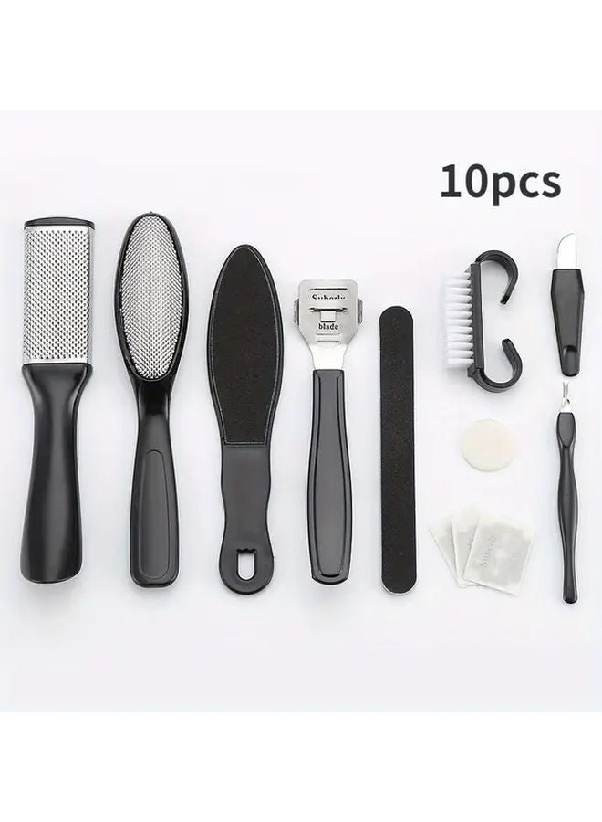 Blue 10pcs Professional Pedicure Kit Foot File Set Exfoliating Dead Skin Remover Men Women - Image 3