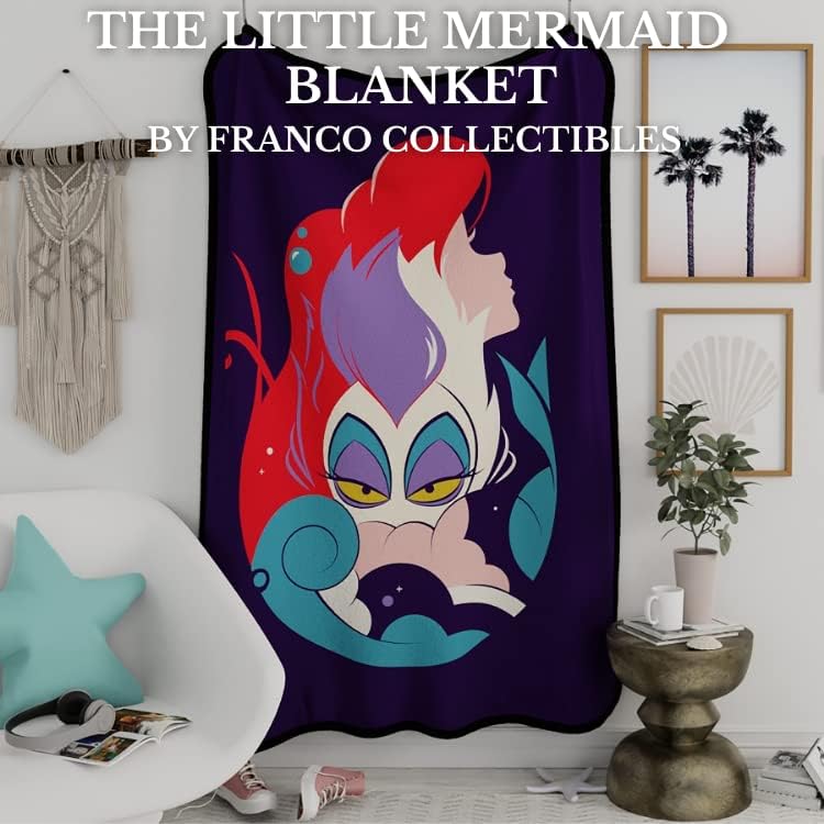 Franco Disney Princess Ariel & Ursula Little Mermaid Bedding Super Soft Micro Raschel Throw Blanket  62 in x 90 in  (Official) Disney Product Collectibles - Image 3