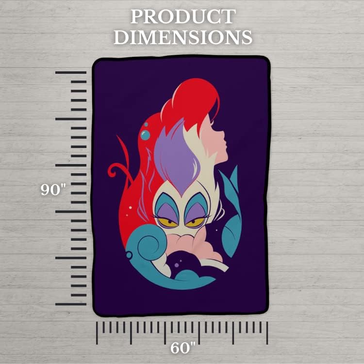 Franco Disney Princess Ariel & Ursula Little Mermaid Bedding Super Soft Micro Raschel Throw Blanket  62 in x 90 in  (Official) Disney Product Collectibles - Image 4