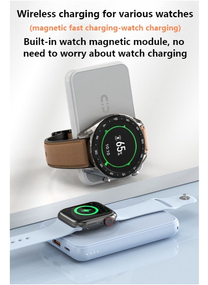 Generic - 5in1 Magnetic Wireless Power Bank10000mAh  – 22.5W Fast Charging MagSafe Battery Pack for iPhone 16/15/14/13/12 Series iwatch airpod | Portable & Compact Charger CABIN ALLOWED With stand and Battery display screen – Black - Image 1