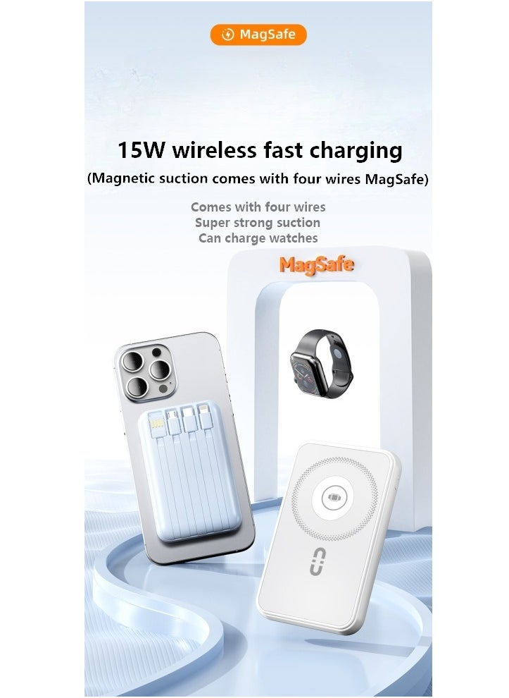 Generic - 5in1 Magnetic Wireless Power Bank10000mAh  – 22.5W Fast Charging MagSafe Battery Pack for iPhone 16/15/14/13/12 Series iwatch airpod | Portable & Compact Charger CABIN ALLOWED With stand and Battery display screen – Black - Image 1