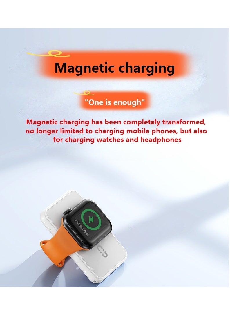 Generic - 5in1 Magnetic Wireless Power Bank10000mAh  – 22.5W Fast Charging MagSafe Battery Pack for iPhone 16/15/14/13/12 Series iwatch airpod | Portable & Compact Charger CABIN ALLOWED With stand and Battery display screen – Black - Image 1