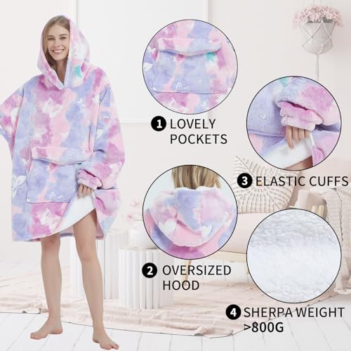 Fiosnow Glow in the Dark Butterfly Blanket Hoodies for Women and Men Adult Oversize Wearable Blanket Hoodies for Soft and Warm - Image 4