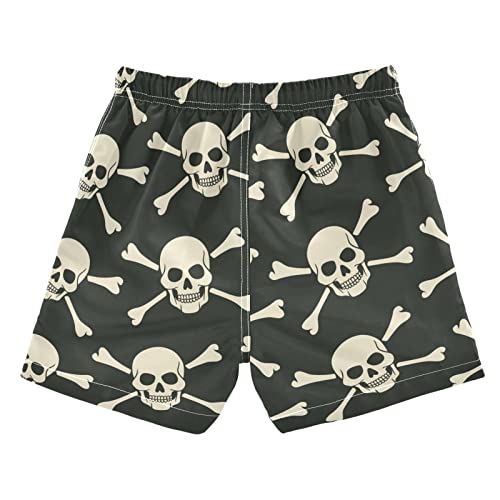 Aflyko Halloween Boys' Board Shorts White Pirate Skull Teens Swim Trunk Girls Bathing Suit All Day Shorts - Image 3