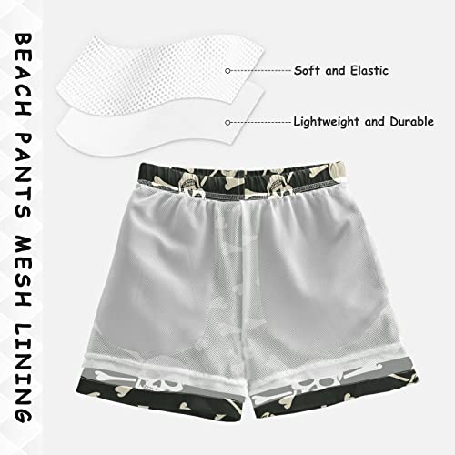 Aflyko Halloween Boys' Board Shorts White Pirate Skull Teens Swim Trunk Girls Bathing Suit All Day Shorts - Image 4