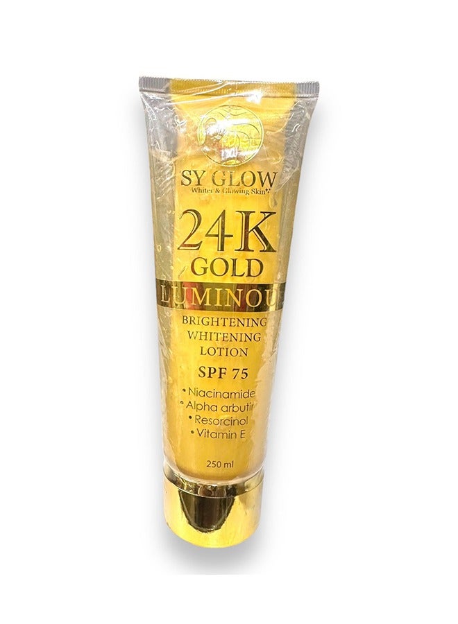 SY GLOW 24K Gold Luminou Brightening Whitening Lotion 250ml - Image 1