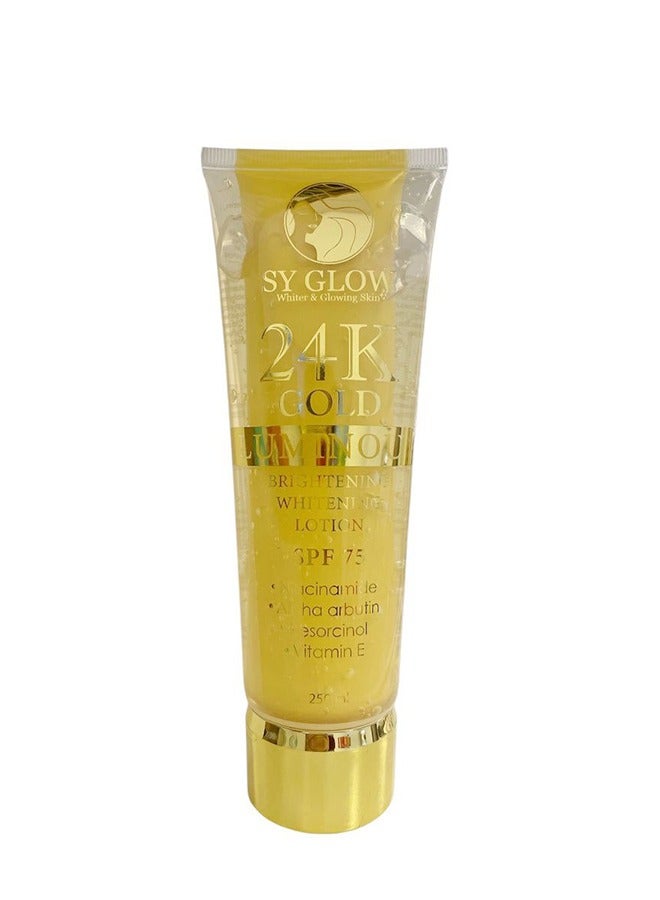 SY GLOW 24K Gold Luminou Brightening Whitening Lotion 250ml - Image 2