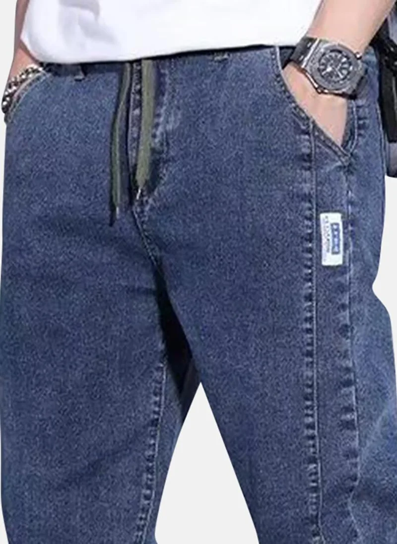 YUNIQEE Blue Solid Mid Rise Jogger