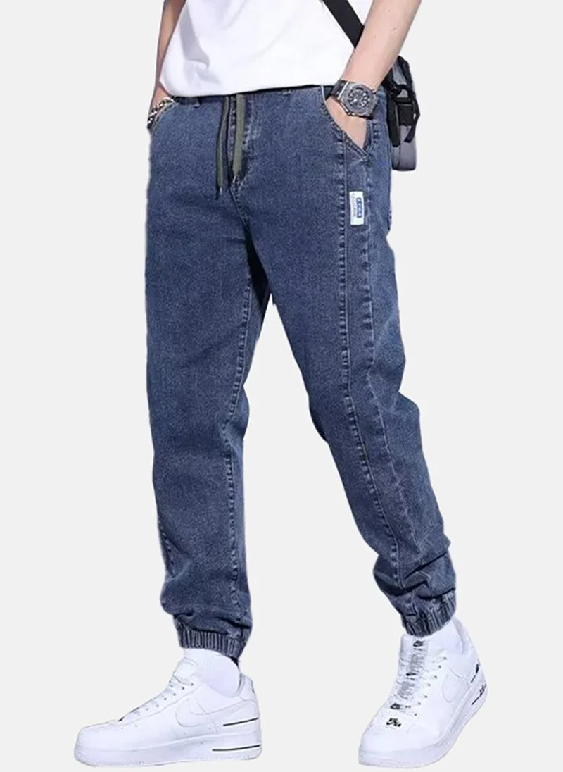 YUNIQEE Blue Solid Mid Rise Jogger