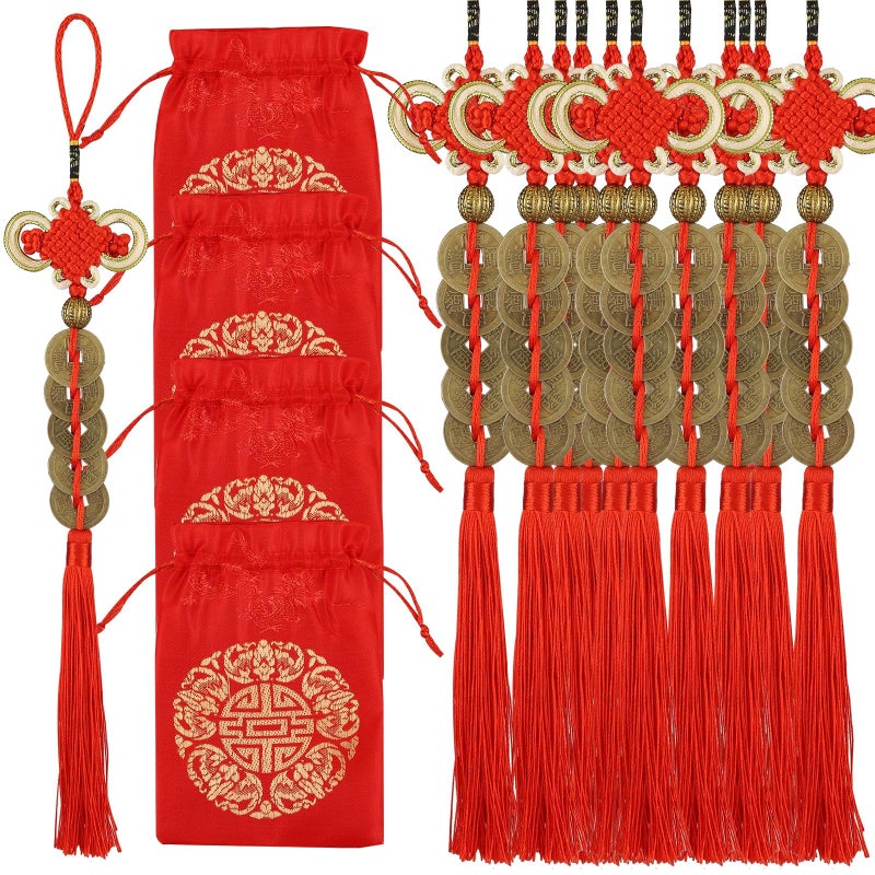TFTAFAN Chinese Lucky Coins Decorations Chinese New Year Snake Charms Chinese Feng Shui Coins Ornaments Hanging Good Fortune Coins Chinese Knot New Year Decorations for Home Wealth Success Good Luck (12) - Image 1