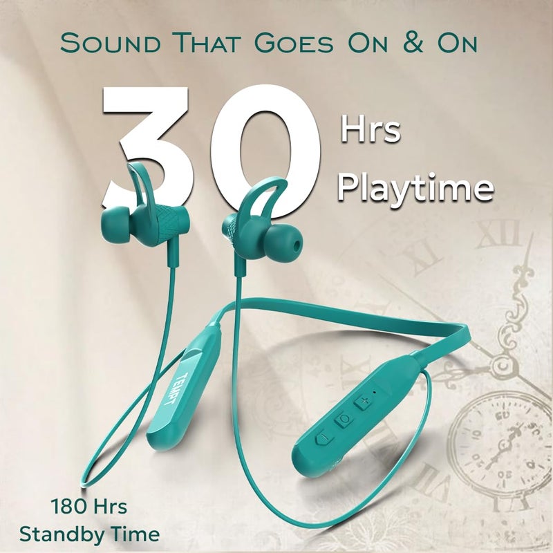 TEMPT Rush X Neckband with 20 Hours of Playback Time, Vibration Alert, BT V5.2, 10mm Drivers with Copper Ring, Crystal Clear Sound (Green) - Image 3