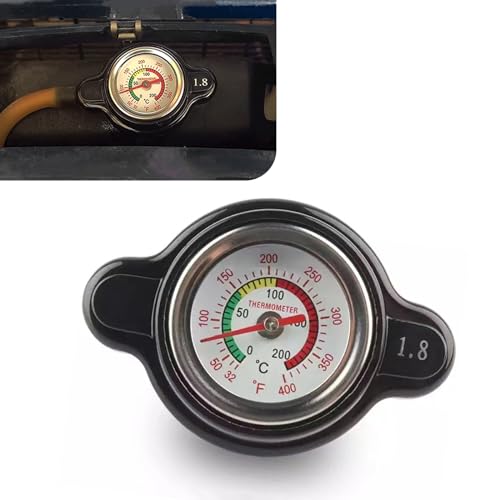 Sumjig Radiator Cover Radiator Cap with Temperature Gauge 18 Bar High Pressure Radiator Cap Fit for Honda Kawasaki Suzuki Yamaha KTM and More Motorcycle ATV Models Black 1 PC - Image 1