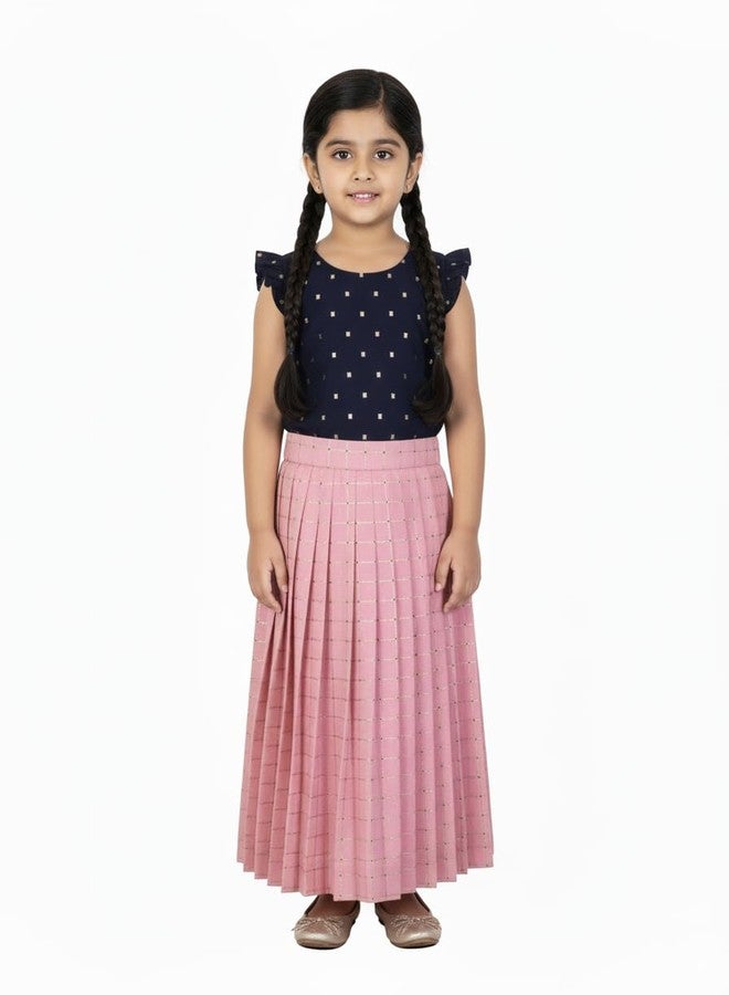 COMRATE Baby Girls South Indian Readymade Traditional Pattu Pavadai Tapeta Silk Lehenga Choli Dress For Kids - Image 2