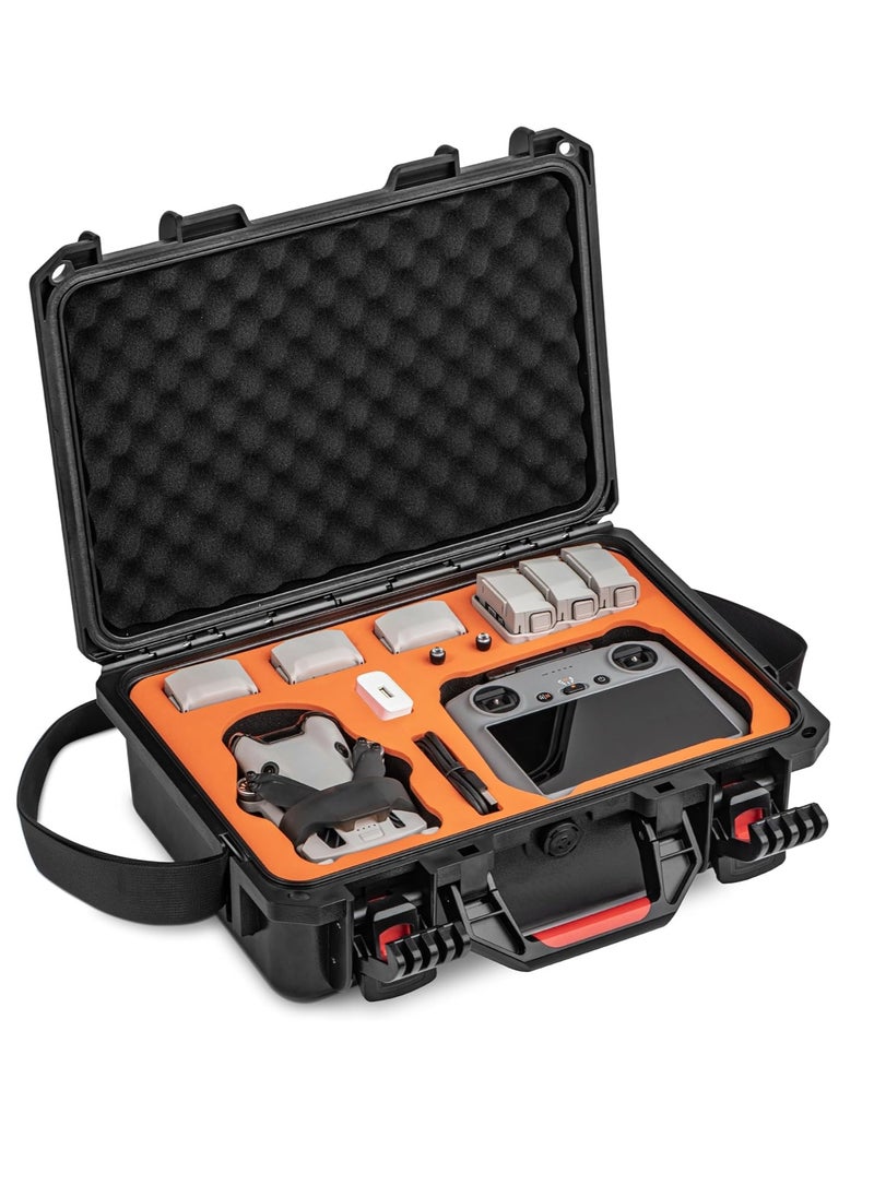 STARTRC STARTRC Mini 4 Pro Waterproof Hard Case - Secure Carrying Bag for DJI Mini 4 Pro Fly More Combo Drone Accessories - Sturdy and Water-Resistant Storage for DJI RC 2/RC-N2, Black + Orange, Mini4pro-03  - Image 1