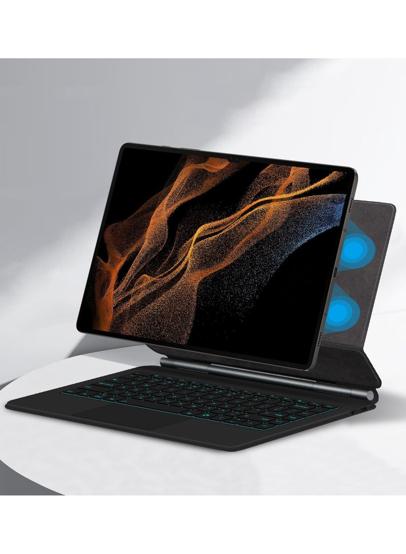 Bluetooth Keyboard Case Compatible with Samsung Galaxy Tab S10 Ultra 14.6 Inch 2024 Tablet, Intelligent Magnetic Touch Bluetooth Keyboard with Built-in Magnetic Suction - Image 1