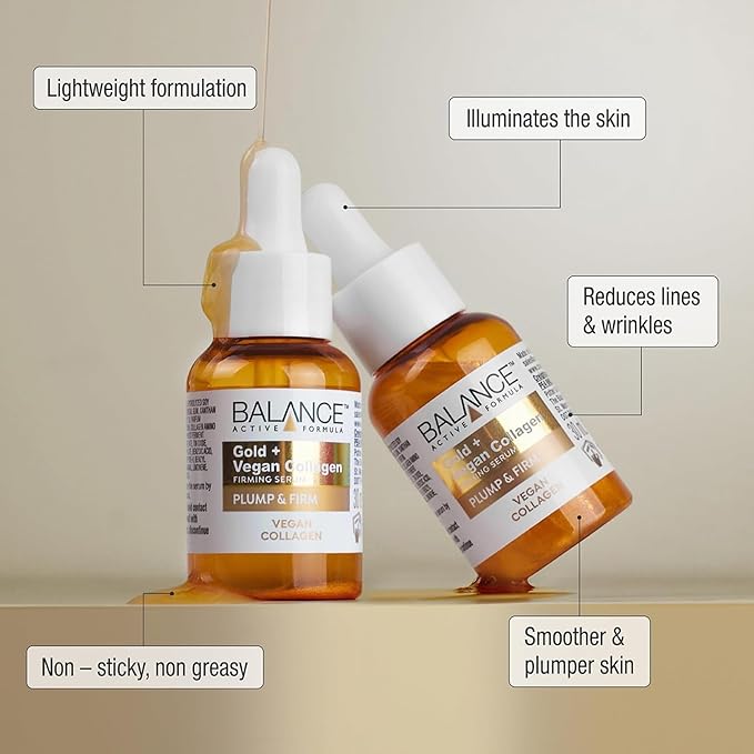 Balance Active Formula سيروم شد البشرة من بالانس أكتيف فورمولا جولد كولاجين نباتي مع لمسة ذهبية 30 مل - Image 3